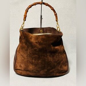 Gucci Bamboo Brown Suede/Leather Shoulder Bag